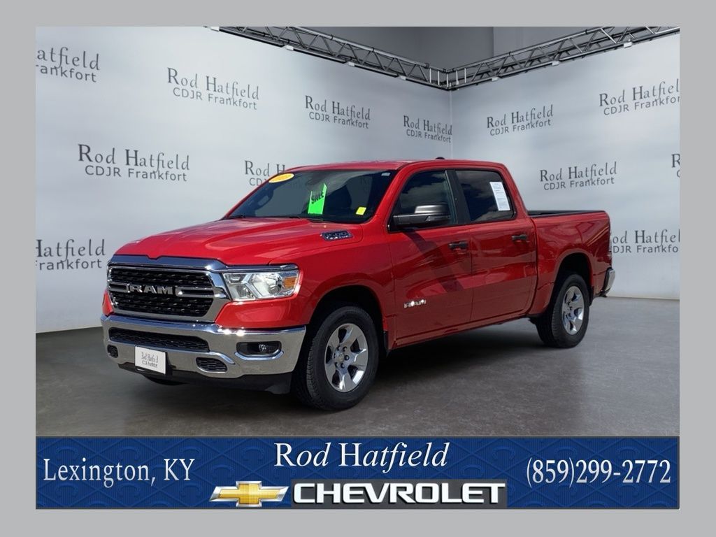 Flame Red Clearcoat 2023 RAM 1500 Big Horn Crew Cab RWD Pickup Truck 4X2 8-Speed Automatic