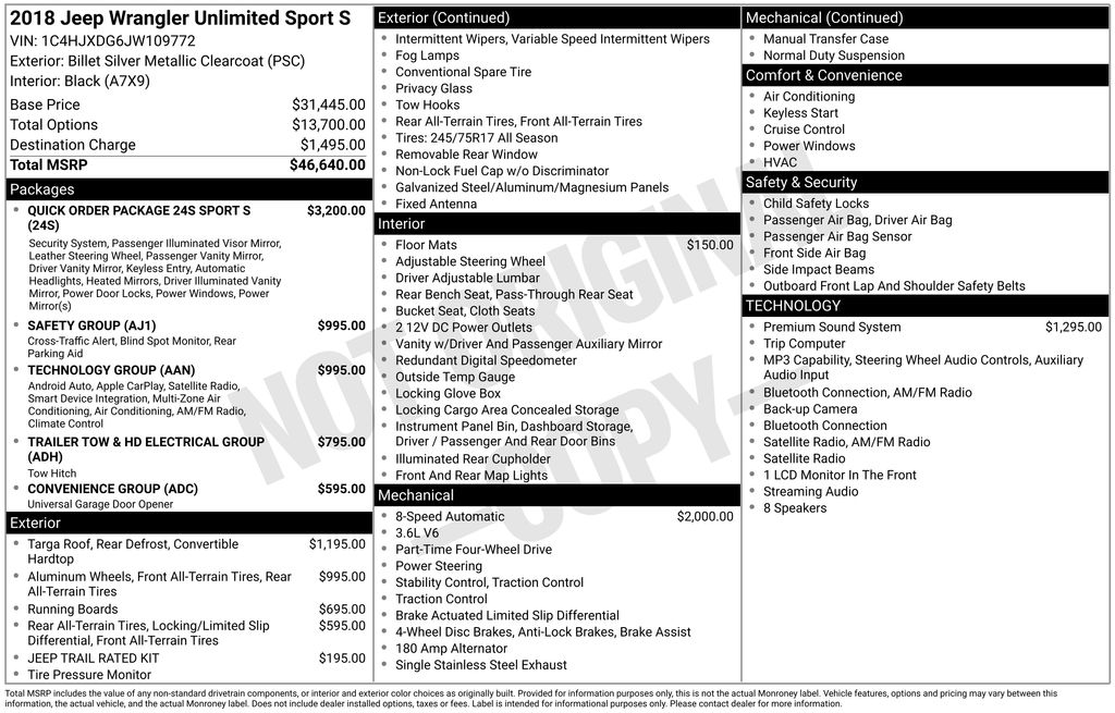 Certified Used 2018 Silver Jeep Unlimited Sport S image 2