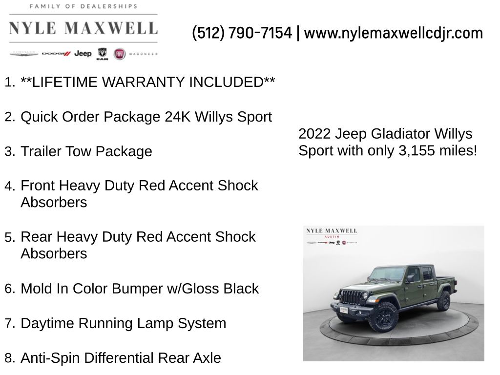Used Car 2022 Jeep Gladiator  Sport For Sale Under $40,000 In Austin, Texas