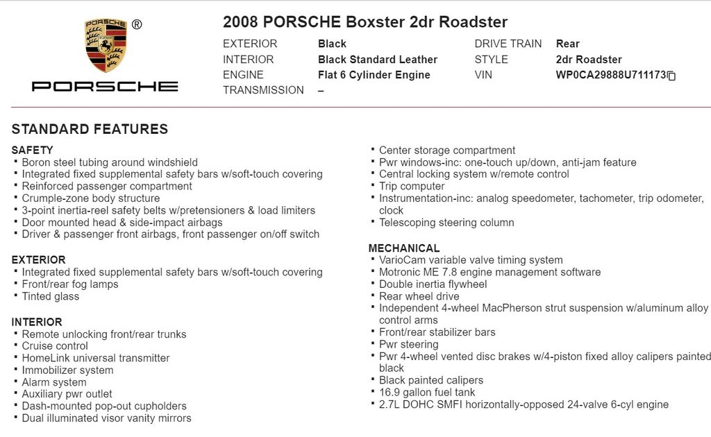 2008 Porsche Boxster Base 18