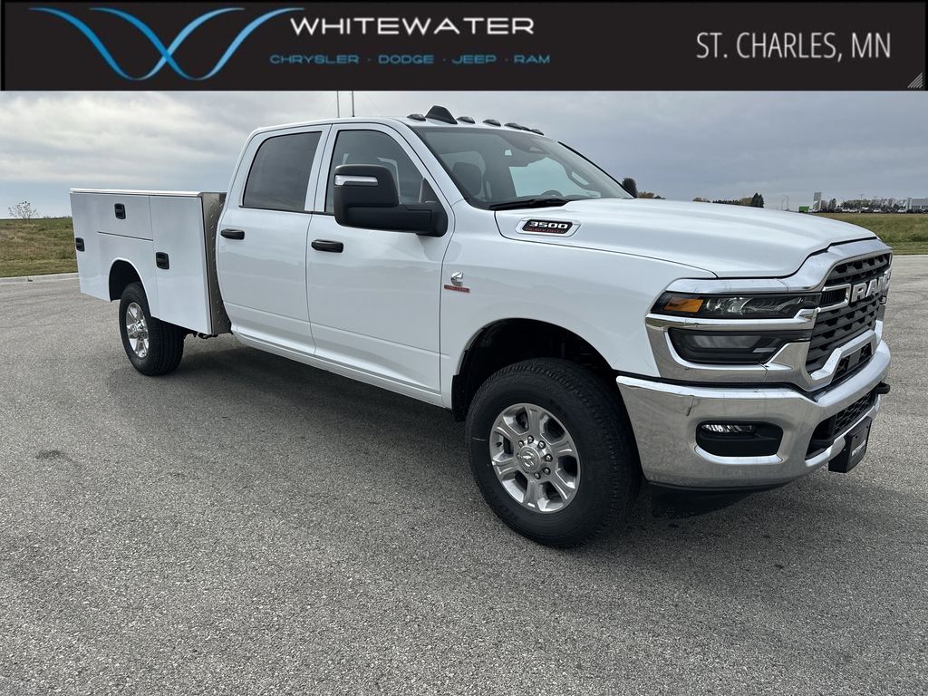Bright White Clearcoat 2026 RAM 3500 Chassis Tradesman Crew Cab LB 4WD Pickup Truck Four-Wheel Drive 8-Speed Automatic