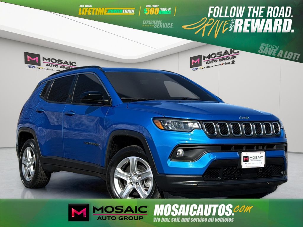 Laser Blue Pearlcoat 2023 Jeep Compass Latitude 4WD SUV / Crossover Four-Wheel Drive 8-Speed Automatic
