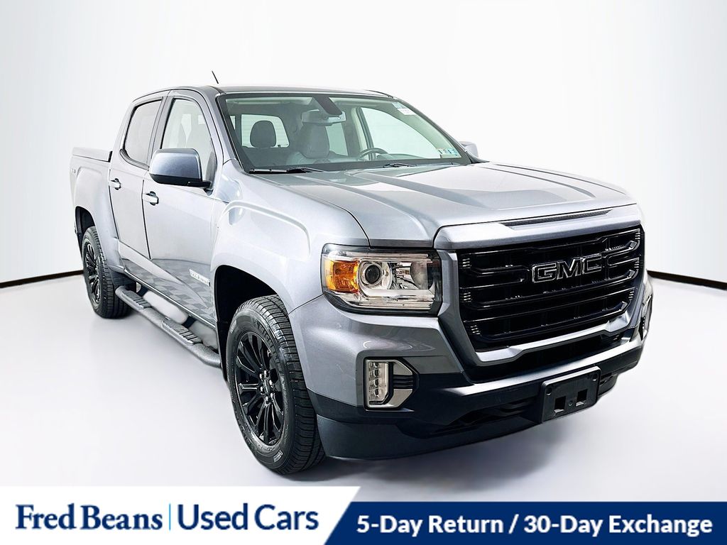 Gray (Satin Steel Metallic) 2021 GMC Canyon Elevation Crew Cab 4WD Pickup Truck Four-Wheel Drive 8-Speed Automatic