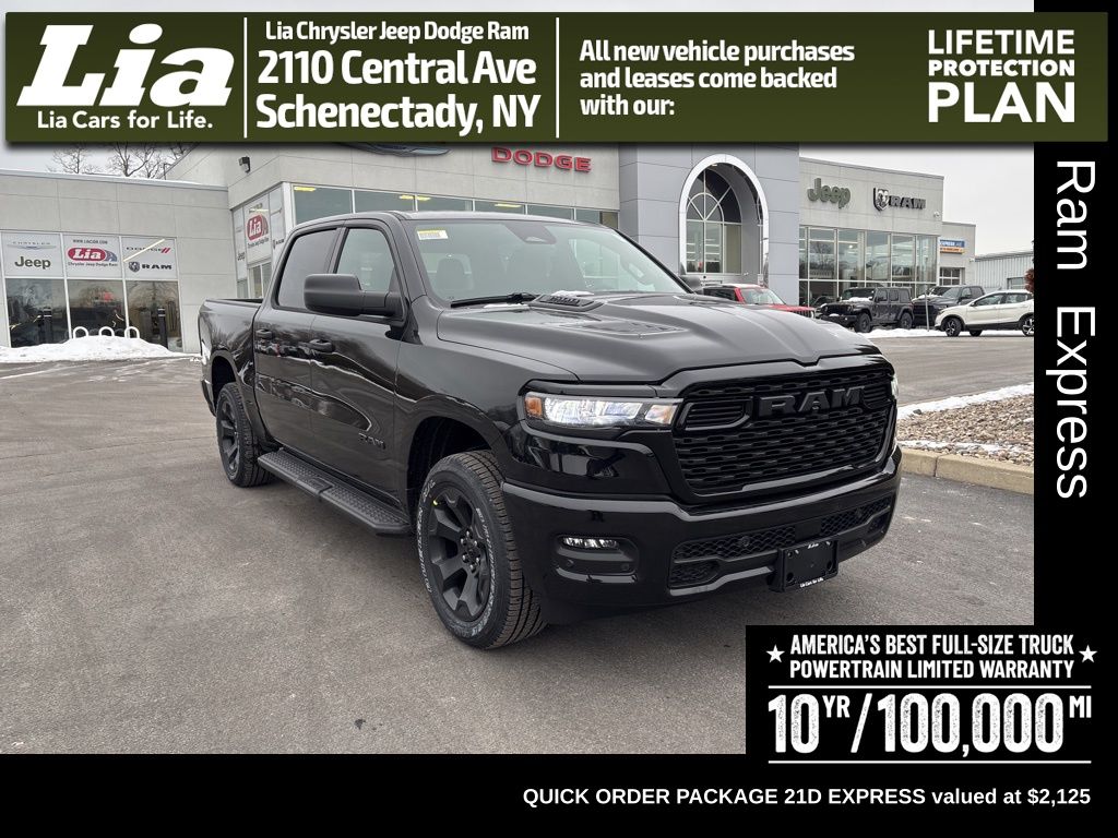 Diamond Black Crystal Pearlcoat 2026 RAM 1500 Express Crew Cab 4WD Pickup Truck Four-Wheel Drive 8-Speed Automatic