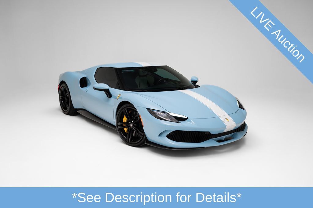 Blue 2024 Ferrari 296 GTB RWD Coupe Rear-Wheel Drive 8-Speed Dual Clutch