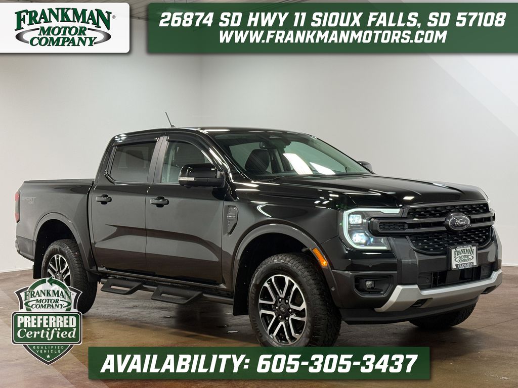 Shadow Black 2024 Ford Ranger Lariat SuperCrew 4WD Pickup Truck Four-Wheel Drive Automatic