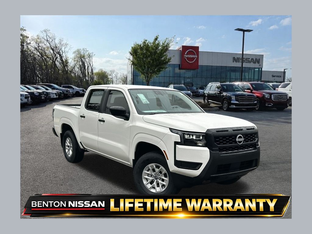 Glacier White 2026 Nissan Frontier S Crew Cab 4WD Pickup Truck Four-Wheel Drive 9-Speed Automatic Overdrive
