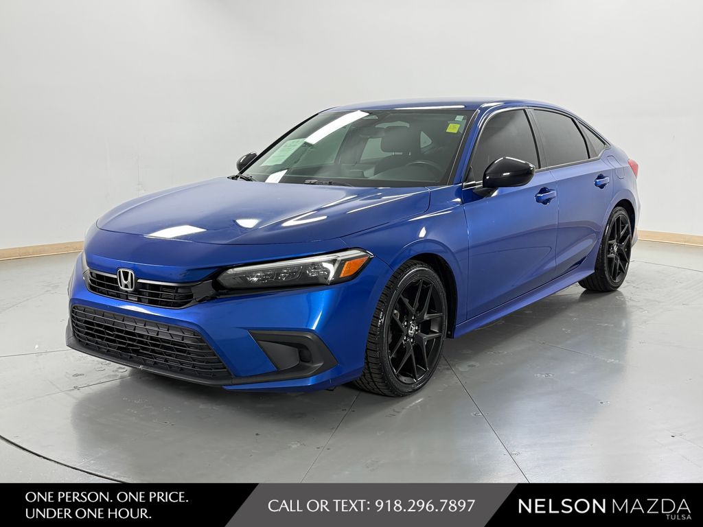 Aegean Blue Metallic 2022 Honda Civic Sedan Front-Wheel Drive Continuously Variable Transmission