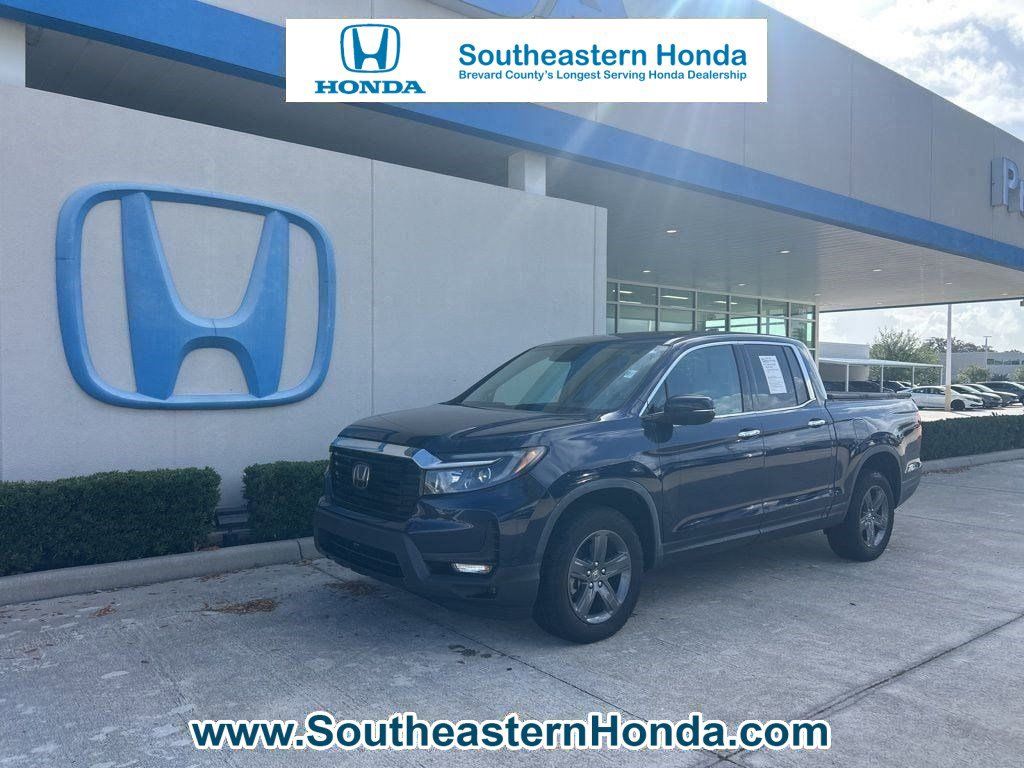 Blue 2023 Honda Ridgeline RTL-E AWD Pickup Truck All-Wheel Drive 9-Speed Automatic