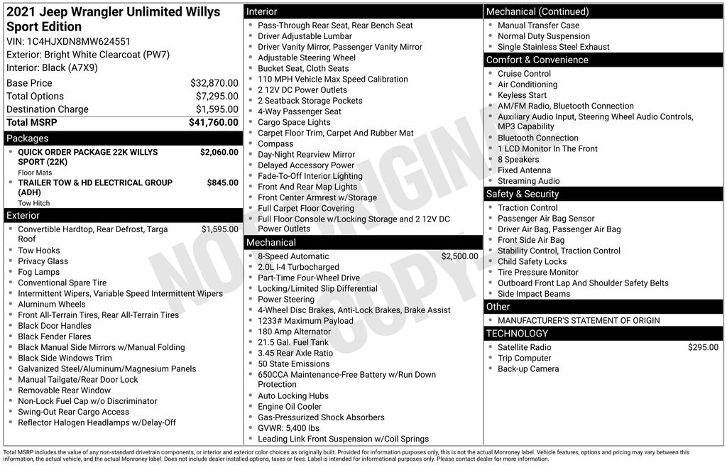 Certified Used 2021 White Jeep Unlimited Willys image 5