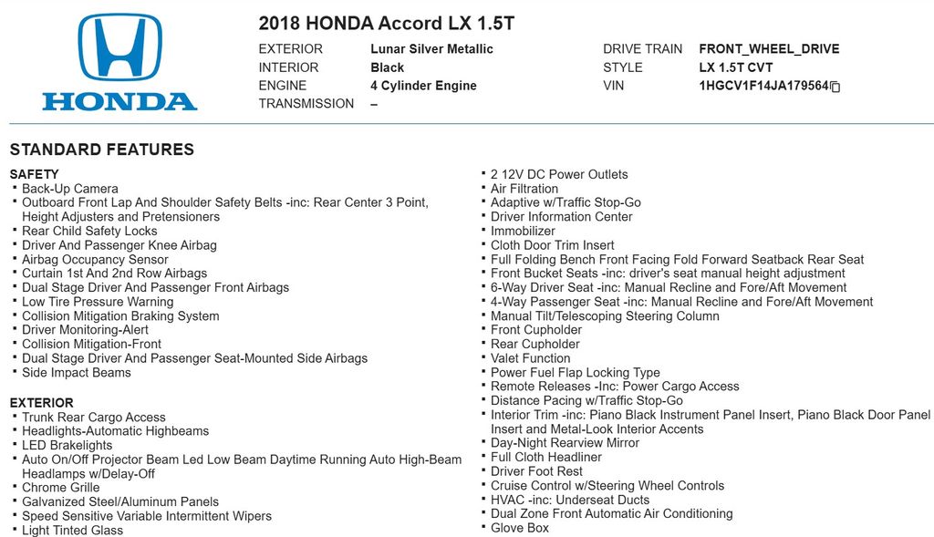 2018 Honda Accord LX 18