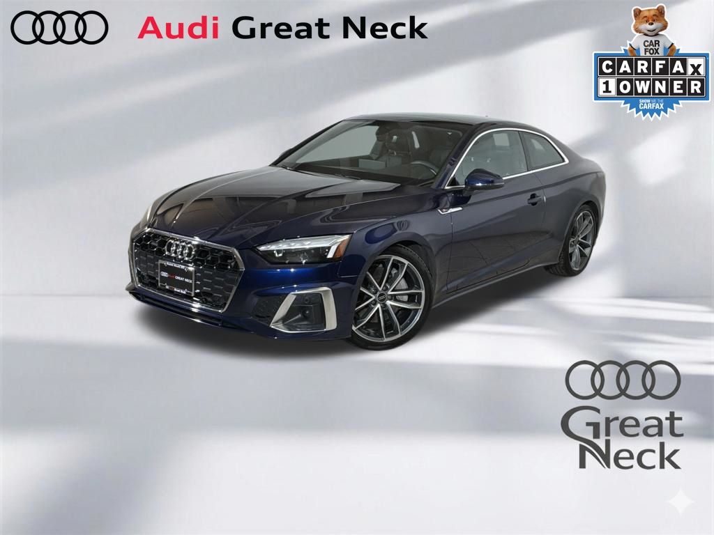 Navarra Blue Metallic 2023 Audi A5 quattro Premium Plus S Line 45 TFSI Coupe AWD Coupe All-Wheel Drive 7-Speed Automatic