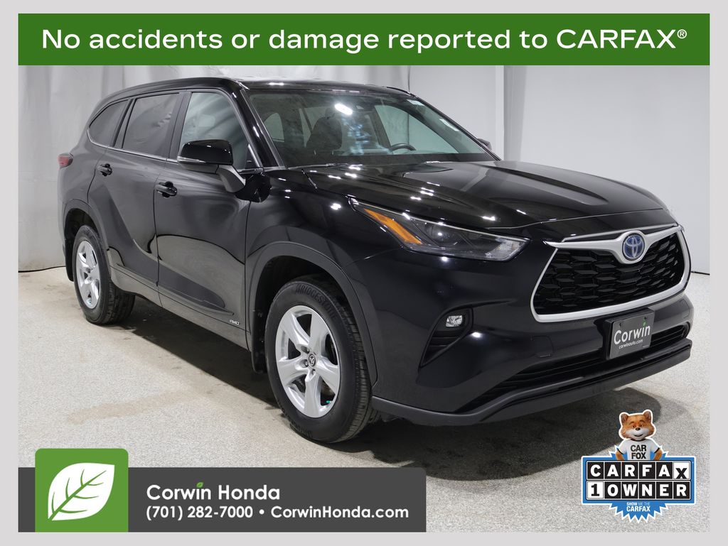 Midnight Black Metallic 2023 Toyota Highlander Hybrid LE AWD SUV / Crossover All-Wheel Drive Continuously Variable Transmission