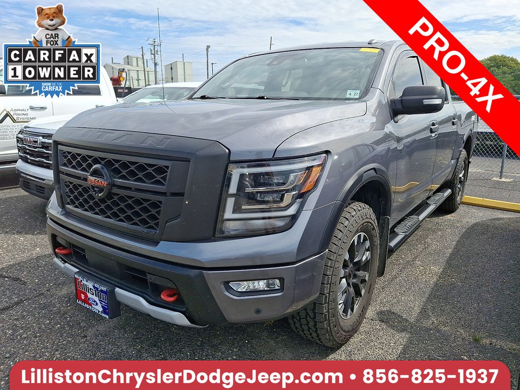 Gray (Gun Metallic) 2021 Nissan Titan Pickup Truck Four-Wheel Drive 9-Speed Automatic