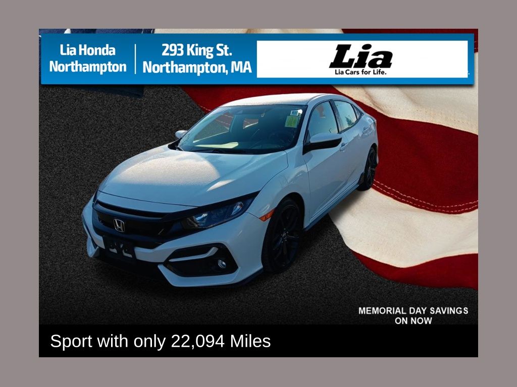 White 2021 Honda Civic Hatchback Sport FWD Hatchback Front-Wheel Drive Continuously Variable Transmission