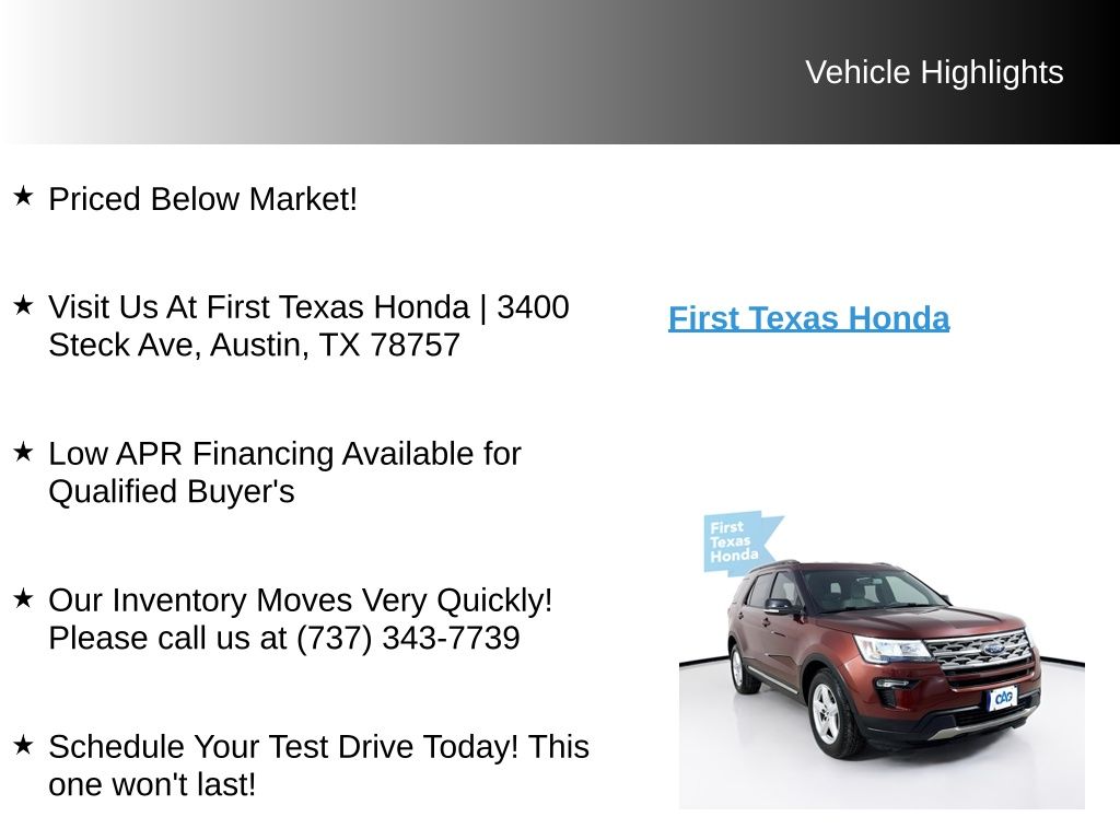 Used Car 2018 Ford Explorer  Xlt For Sale Under $12,000 In Austin, Texas