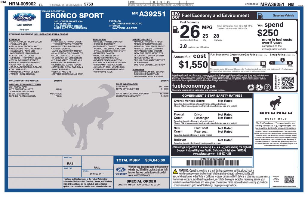 Certified Used 2021 Blue Ford Outer Banks image 5