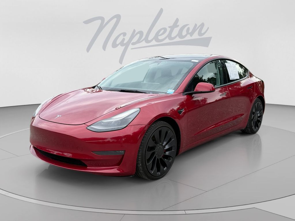Red Multi-Coat 2022 Tesla Model 3 Sedan All-Wheel Drive 1-Speed Automatic