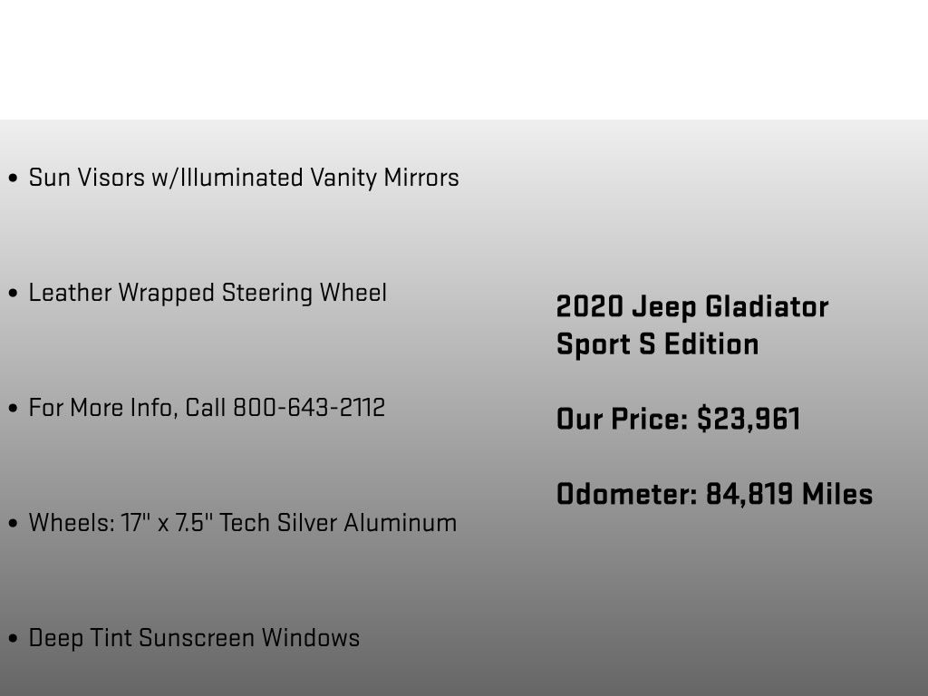 2020 Jeep Gladiator Sport Gray at Klick Lewis Buick Chevrolet