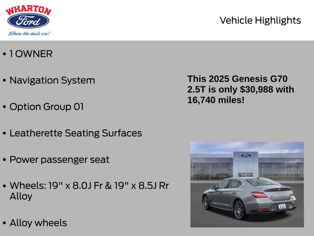 2025 Genesis G70 2.5T Silver at Baytown Hyundai