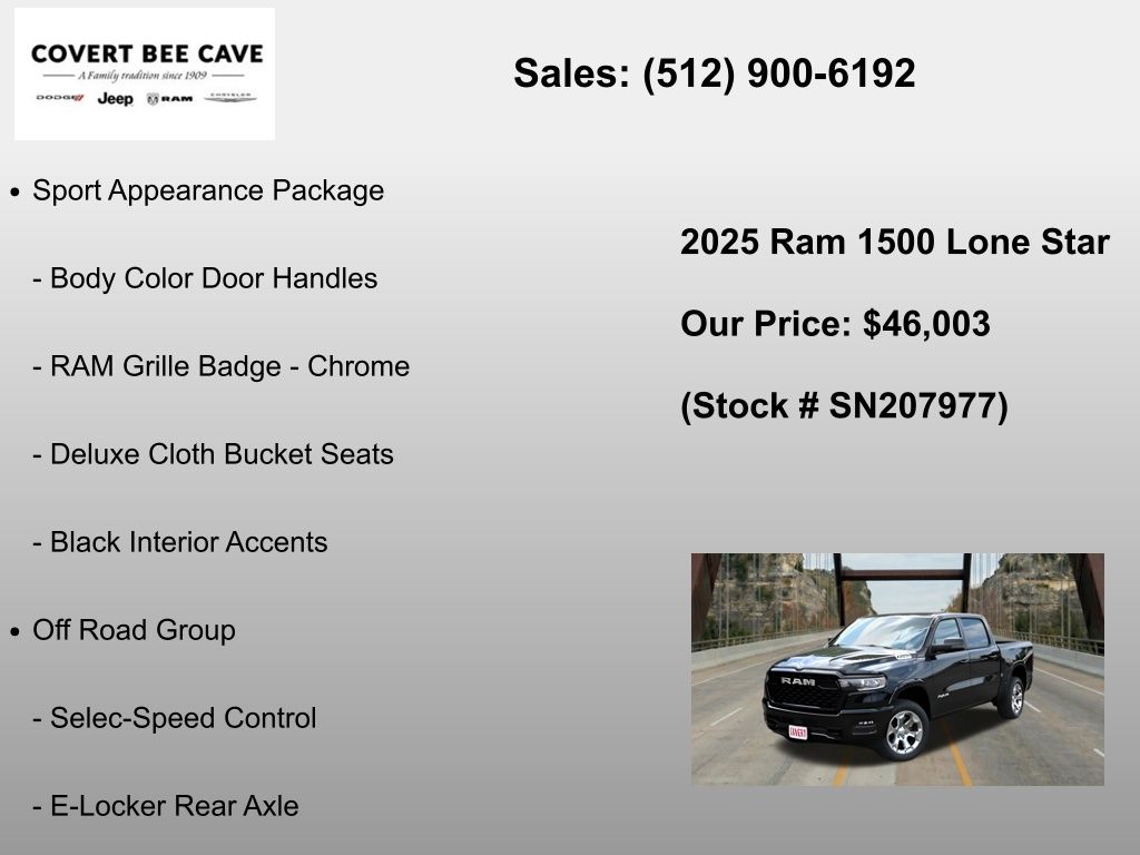 New Car 2025 Ram 1500  Big Horn/lone Star For Sale Under $50,000 In Austin, Texas
