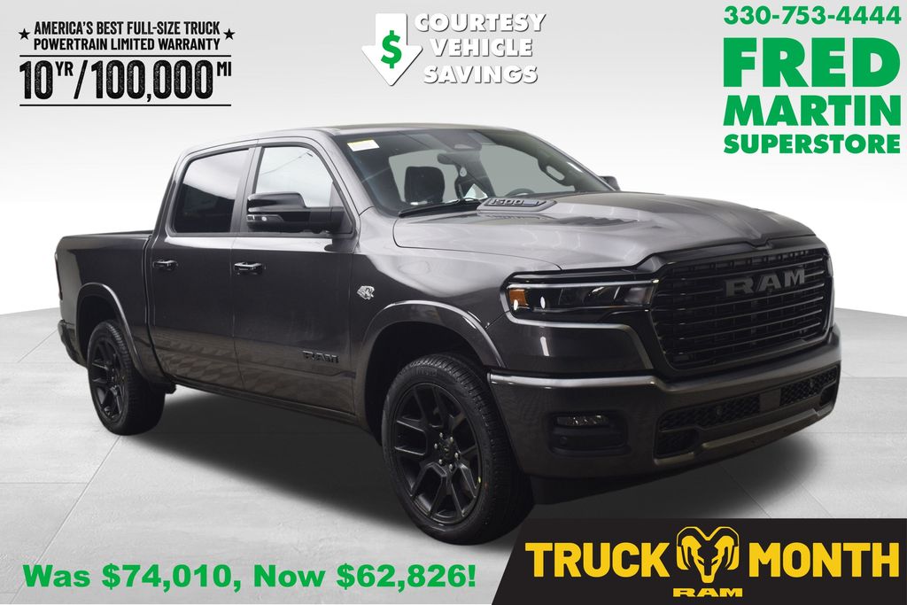 Gray (Granite Crystal Metallic Clearcoat) 2026 RAM 1500 Laramie Crew Cab 4WD Pickup Truck Four-Wheel Drive 8-Speed Automatic