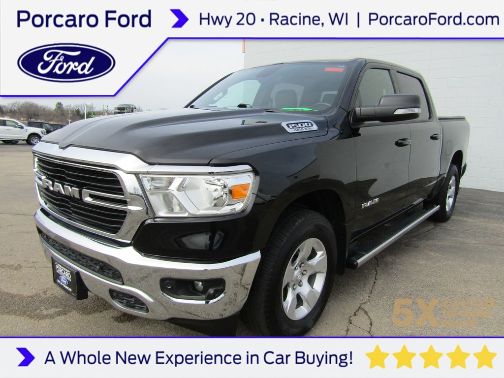 Diamond Black Crystal Pearlcoat 2021 RAM 1500 Big Horn Crew Cab 4WD Pickup Truck Four-Wheel Drive 8-Speed Automatic