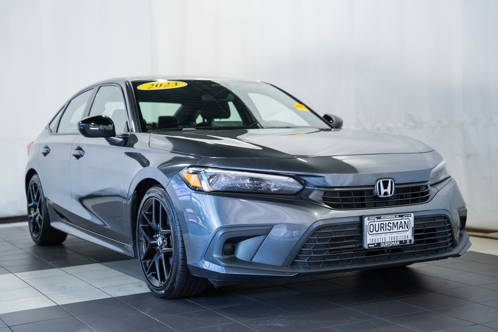 Meteorite Gray Metallic 2023 Honda Civic Sedan Front-Wheel Drive Continuously Variable Transmission