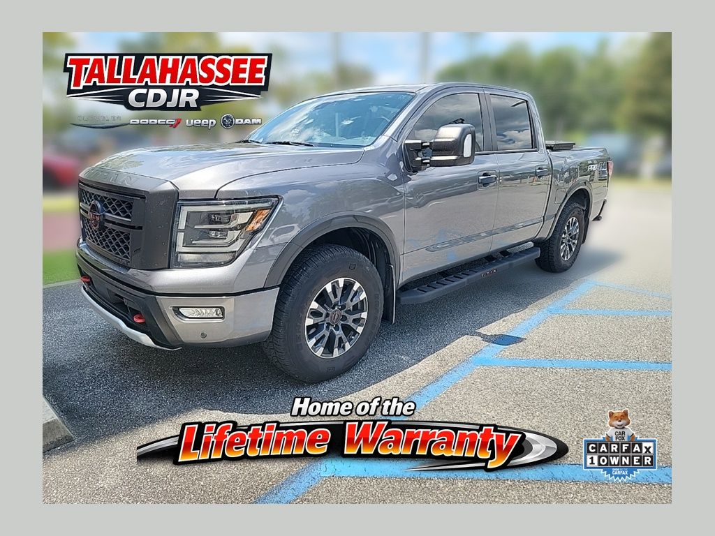 Gray (Gun Metallic) 2023 Nissan Titan Pickup Truck Four-Wheel Drive 9-Speed Automatic