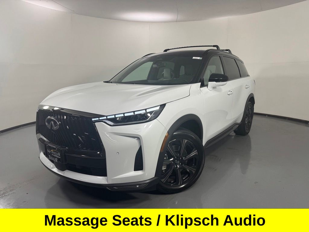 Radiant White/Black Obsidian 2026 INFINITI QX60 SUV / Crossover All-Wheel Drive 9-Speed Automatic