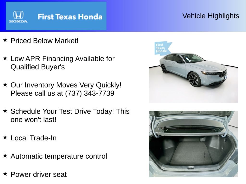 Used Car 2025 Honda Accord Hybrid  Sport For Sale In Austin, Texas