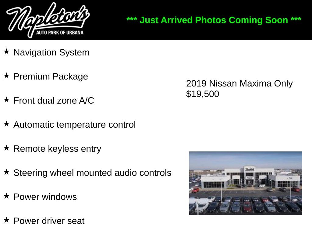 Pearl White Tricoat 2019 Nissan Maxima SR FWD Sedan Front-Wheel Drive Continuously Variable Transmission