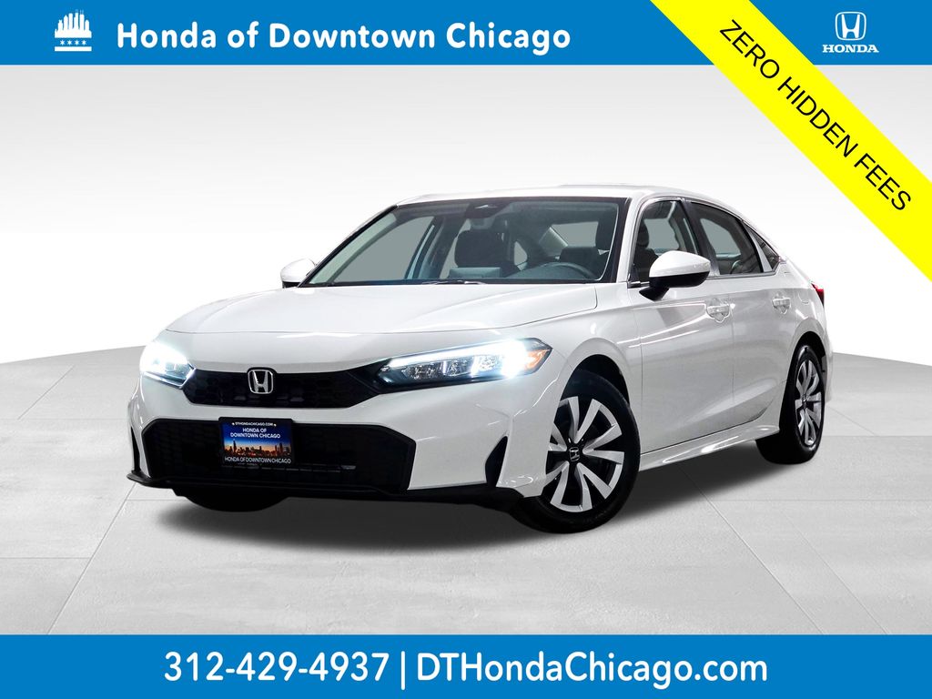 Platinum White Pearl 2026 Honda Civic LX FWD Sedan Front-Wheel Drive Continuously Variable Transmission