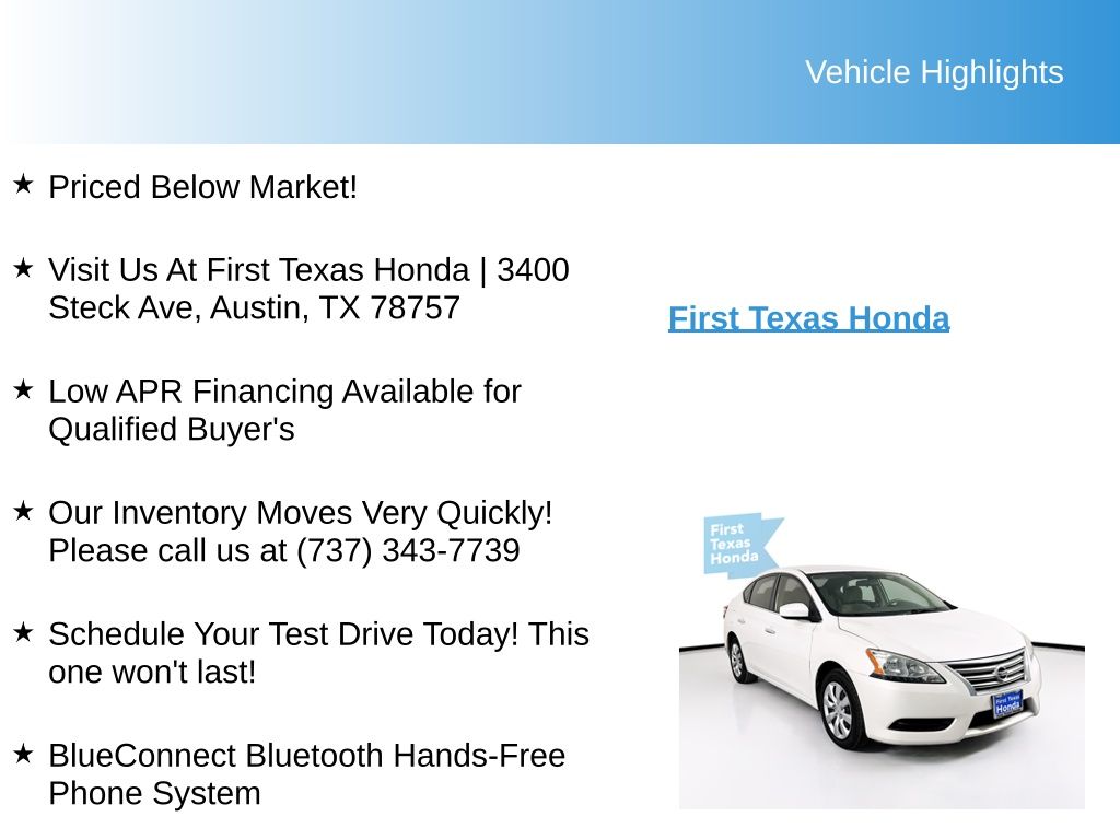 Used Car 2013 Nissan Sentra  Sv For Sale Under $10,000 In Austin, Texas