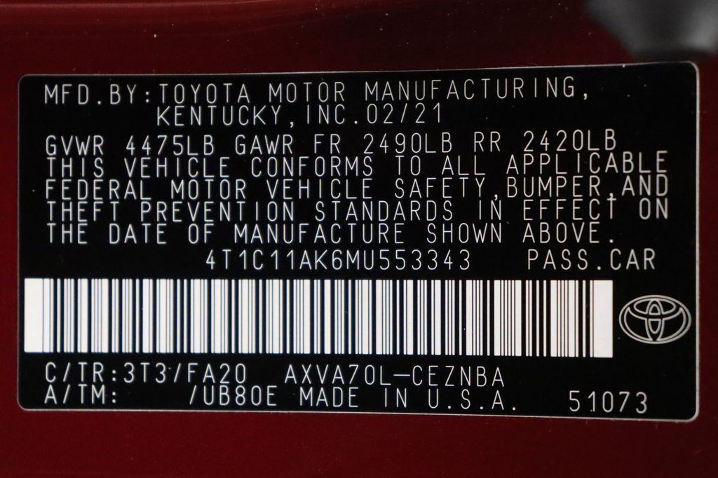 2021 Toyota Camry LE 17