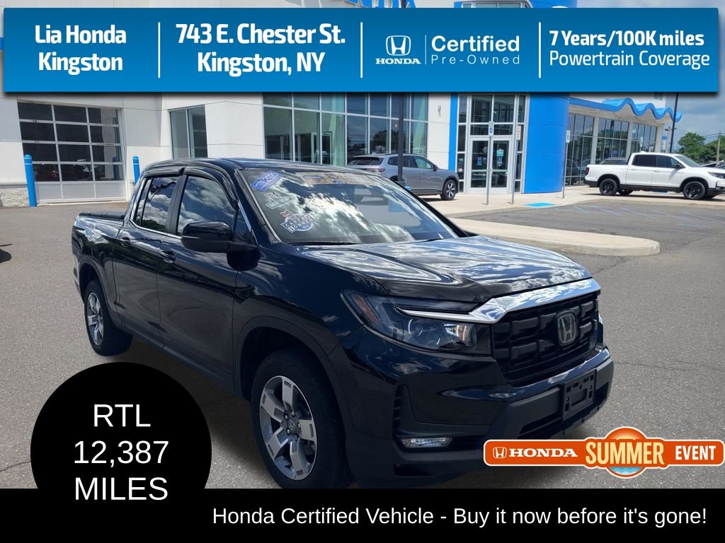 Crystal Black Pearl 2025 Honda Ridgeline Pickup Truck All-Wheel Drive 9-Speed Automatic
