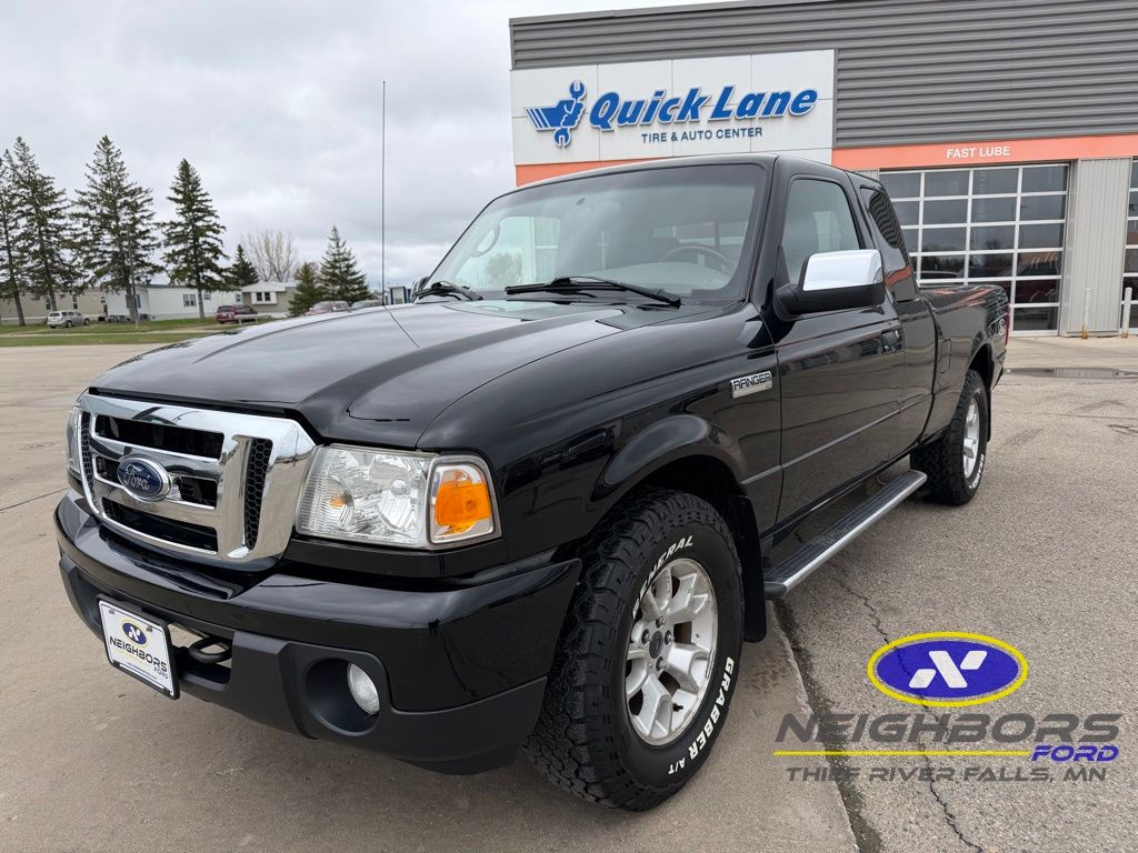 Black 2010 Ford Ranger XLT SuperCab 4-Door 4WD Pickup Truck Four-Wheel Drive 5-Speed Manual Overdrive