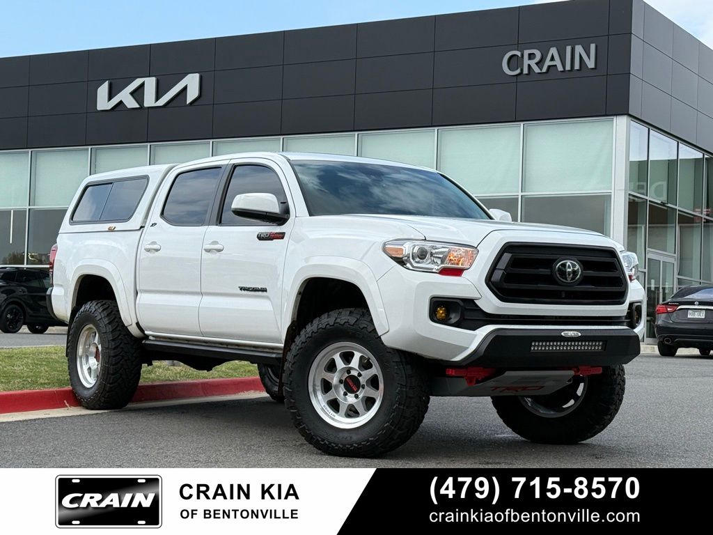 Super White 2021 Toyota Tacoma SR5 V6 Double Cab 4WD Pickup Truck Four-Wheel Drive 6-Speed Automatic