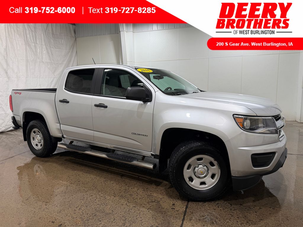 Silver Ice Metallic 2016 Chevrolet Colorado Work Truck Crew Cab 4WD Pickup Truck Four-Wheel Drive 6-Speed Automatic