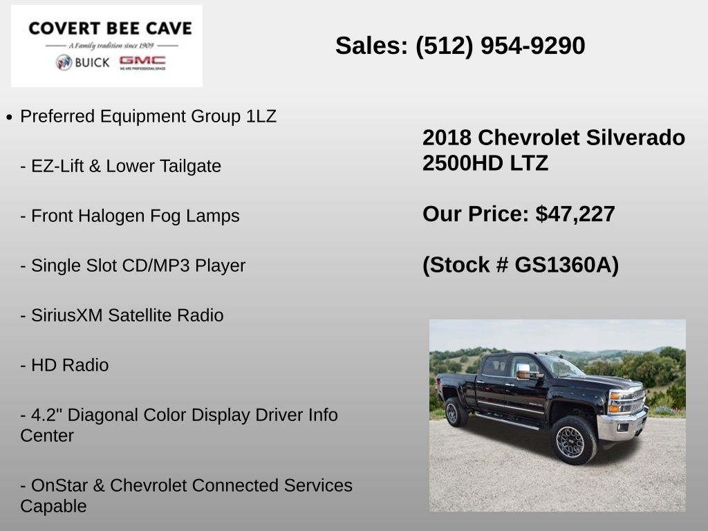 Used Car 2018 Chevrolet Silverado 2500hd  Ltz For Sale Under $50,000 In Austin, Texas