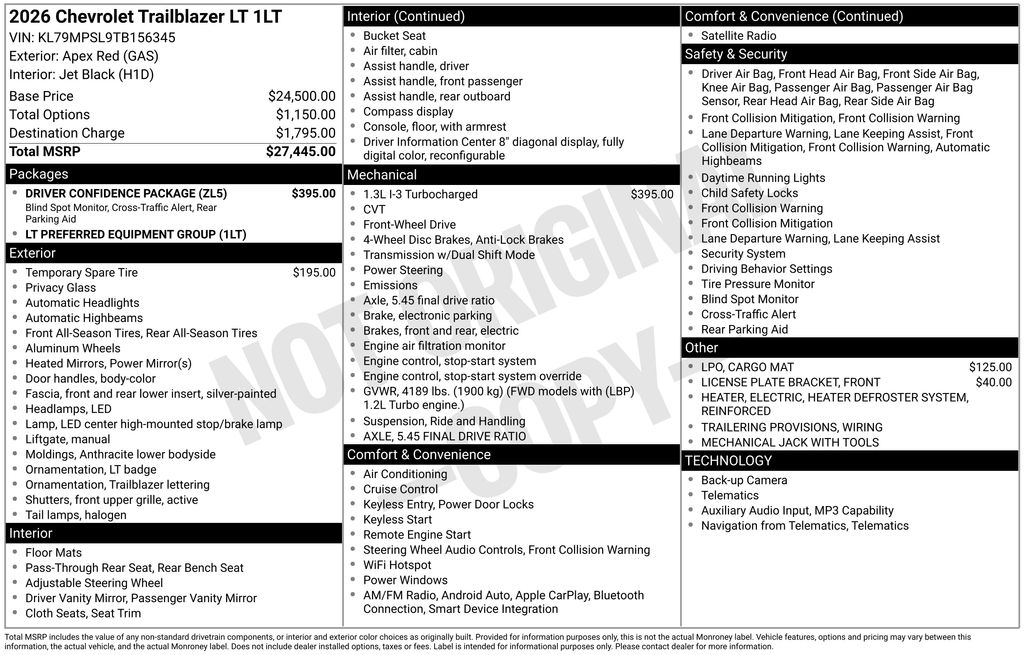New 2026 Red Chevrolet LT image 8