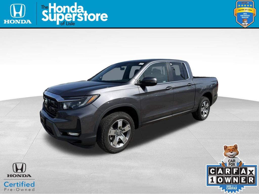 Gray (Modern Steel Metallic) 2024 Honda Ridgeline Pickup Truck All-Wheel Drive 9-Speed Automatic