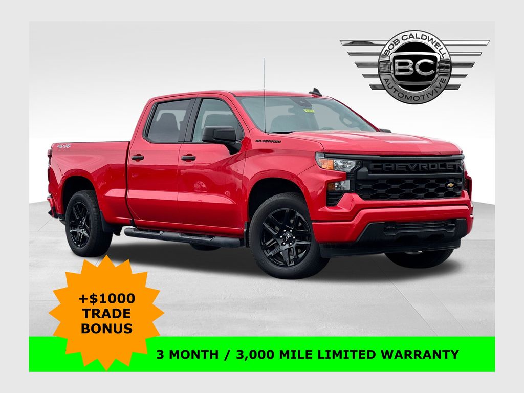 Red 2024 Chevrolet Silverado 1500 Custom Crew Cab 4WD Pickup Truck Four-Wheel Drive 8-Speed Automatic