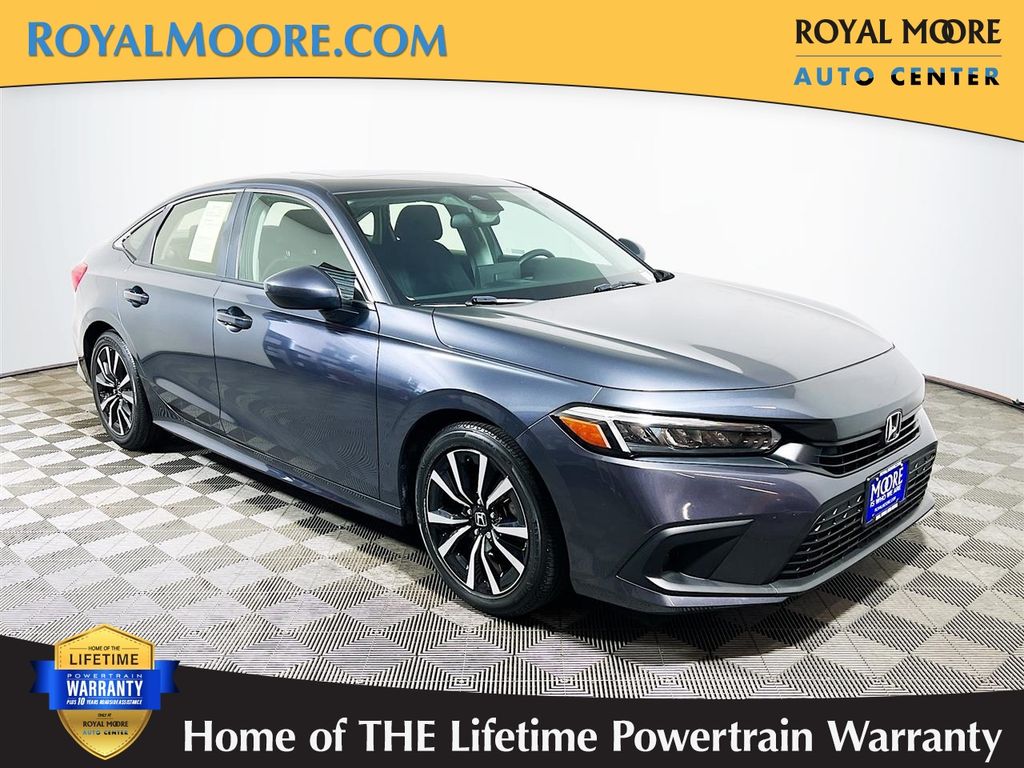 Meteorite Gray Metallic 2022 Honda Civic Sedan Front-Wheel Drive Continuously Variable Transmission