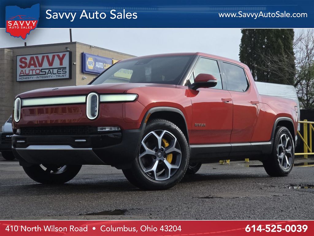 Red 2023 Rivian R1T Adventure Quad Motor Crew Cab AWD Pickup Truck All-Wheel Drive 1-Speed Automatic