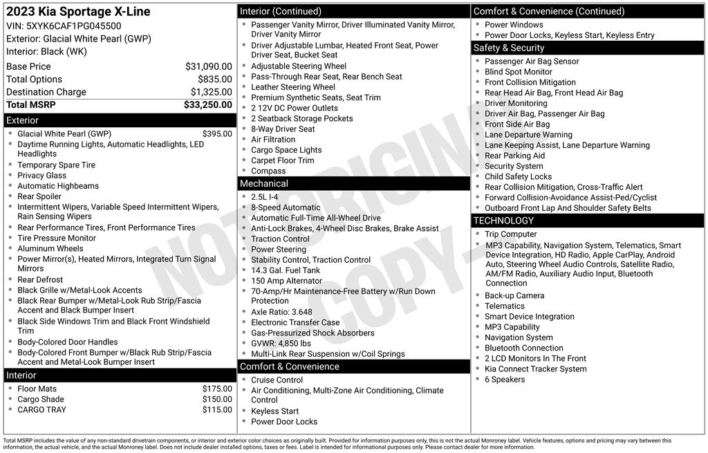 2023 Glacial White Pearl Kia Sportage X-Line AWD SUV