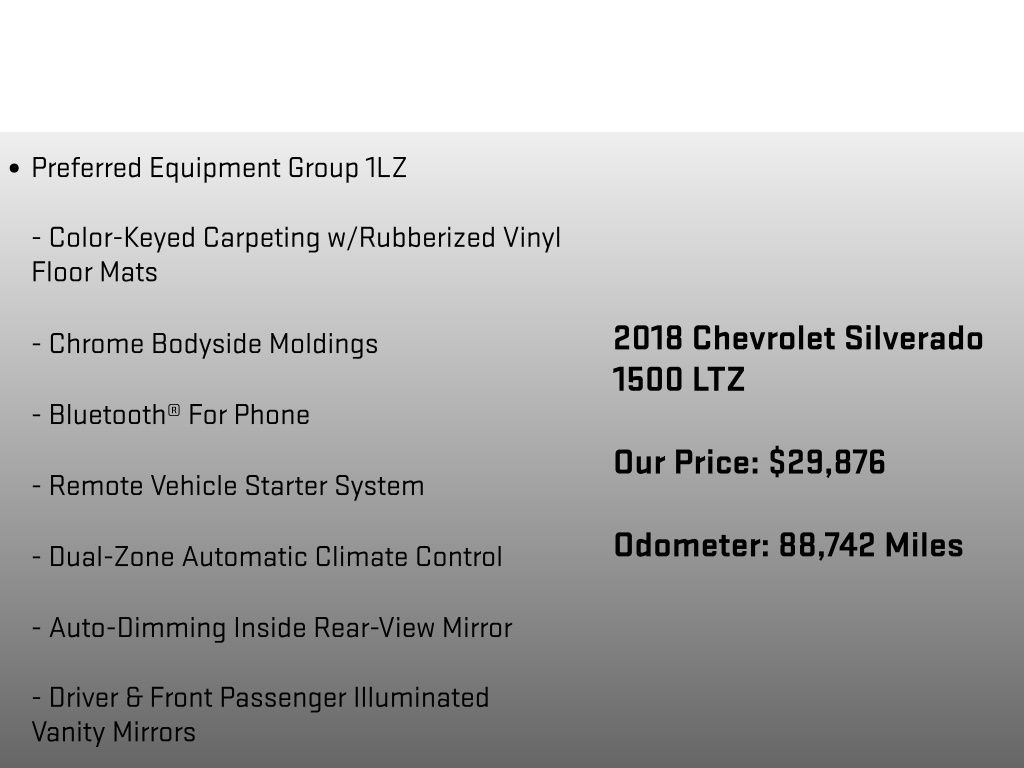 2018 Chevrolet Silverado 1500 LTZ White at Phil Fitts Ford
