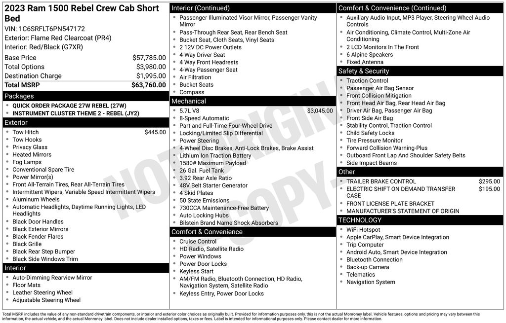 2023 Ram 1500 Rebel Crew Cab 4x4 5'7" Box