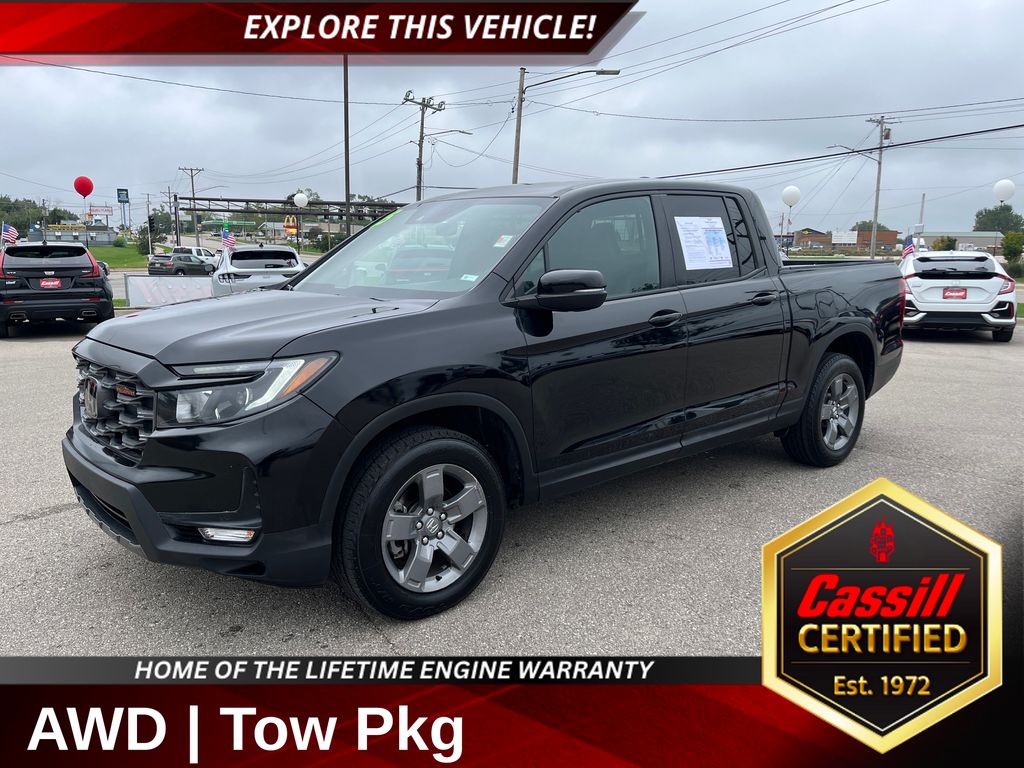 Black 2025 Honda Ridgeline Pickup Truck All-Wheel Drive 9-Speed Automatic