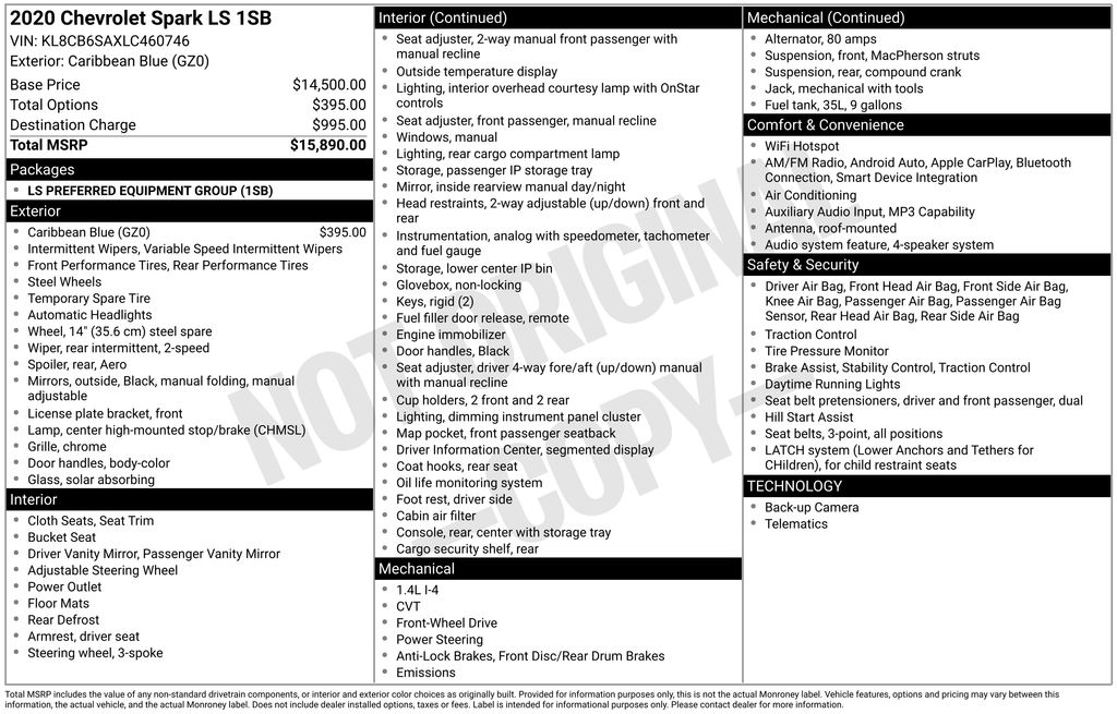 2020 Chevrolet Spark LS CVT 1SB's photo